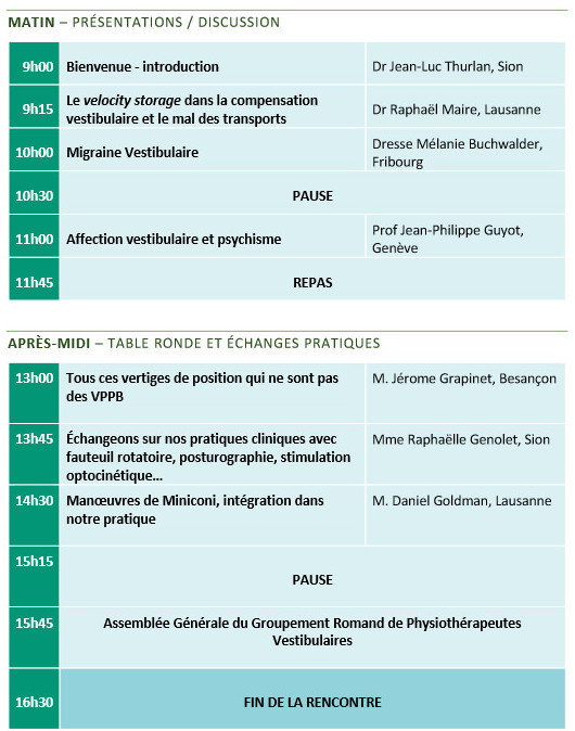 Congrès, rencontres / vestibulaire